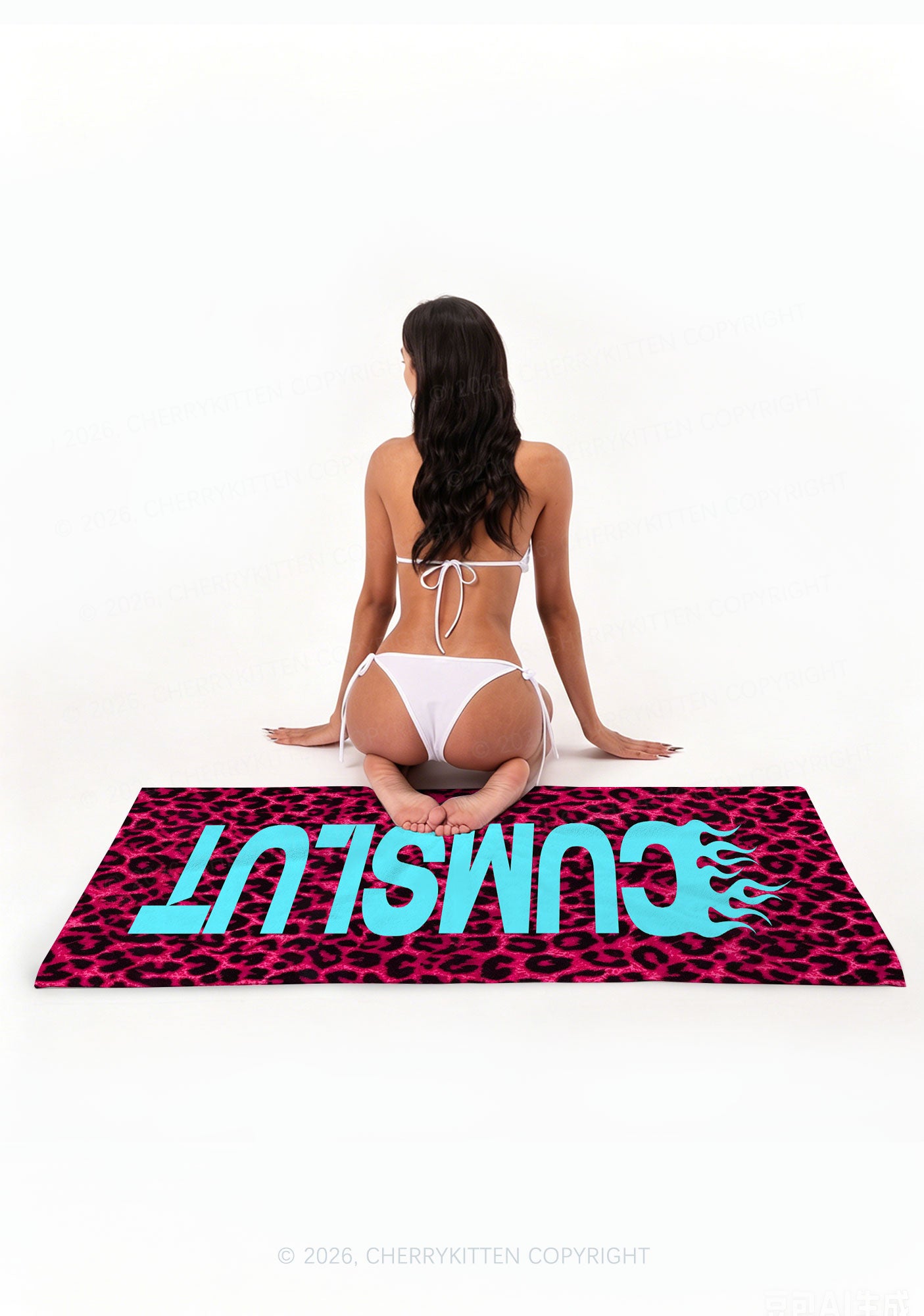 Cxmslxt Hot Pink Leopard Y2K Beach Towel Cherrykitten