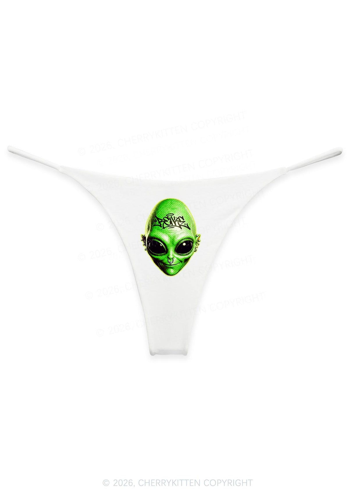 Halloween Green Alien Head Y2K Bikini String Thong Cherrykitten