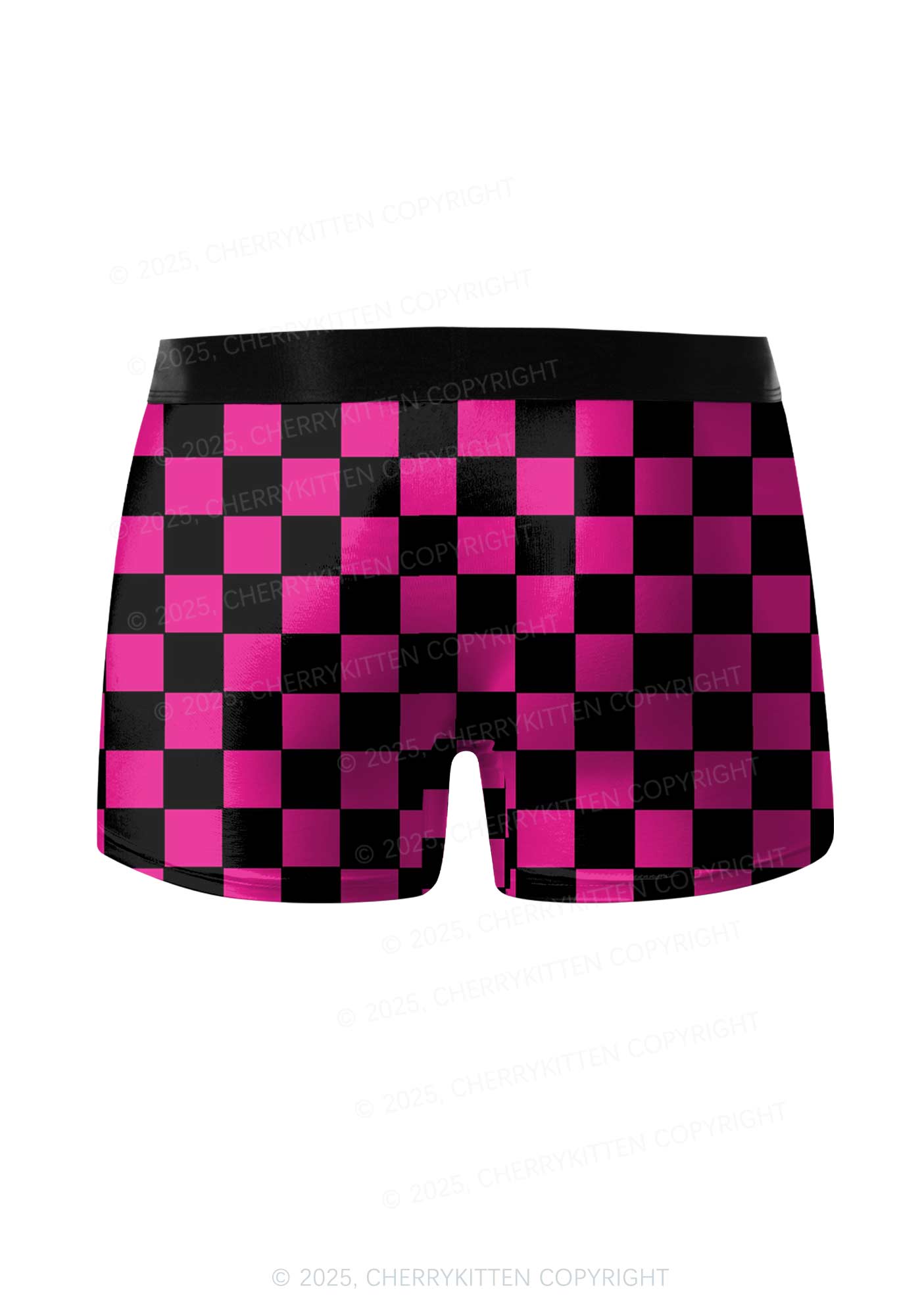 Black And Pink Check Valentine's Day Y2K Print Couples Boxer Thong Set Cherrykitten