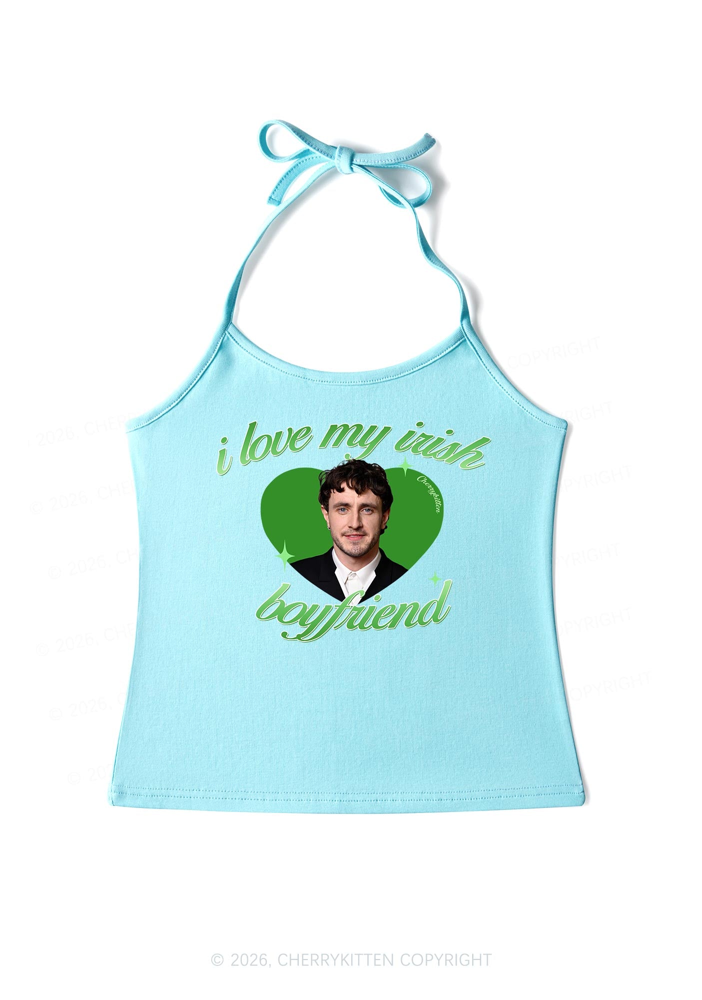 Custom Love My Irish Boyfriend St Patricks Y2K Halter Neck Cami Cherrykitten