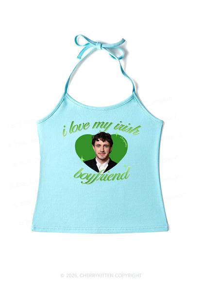 Custom Love My Irish Boyfriend St Patricks Y2K Halter Neck Cami Cherrykitten