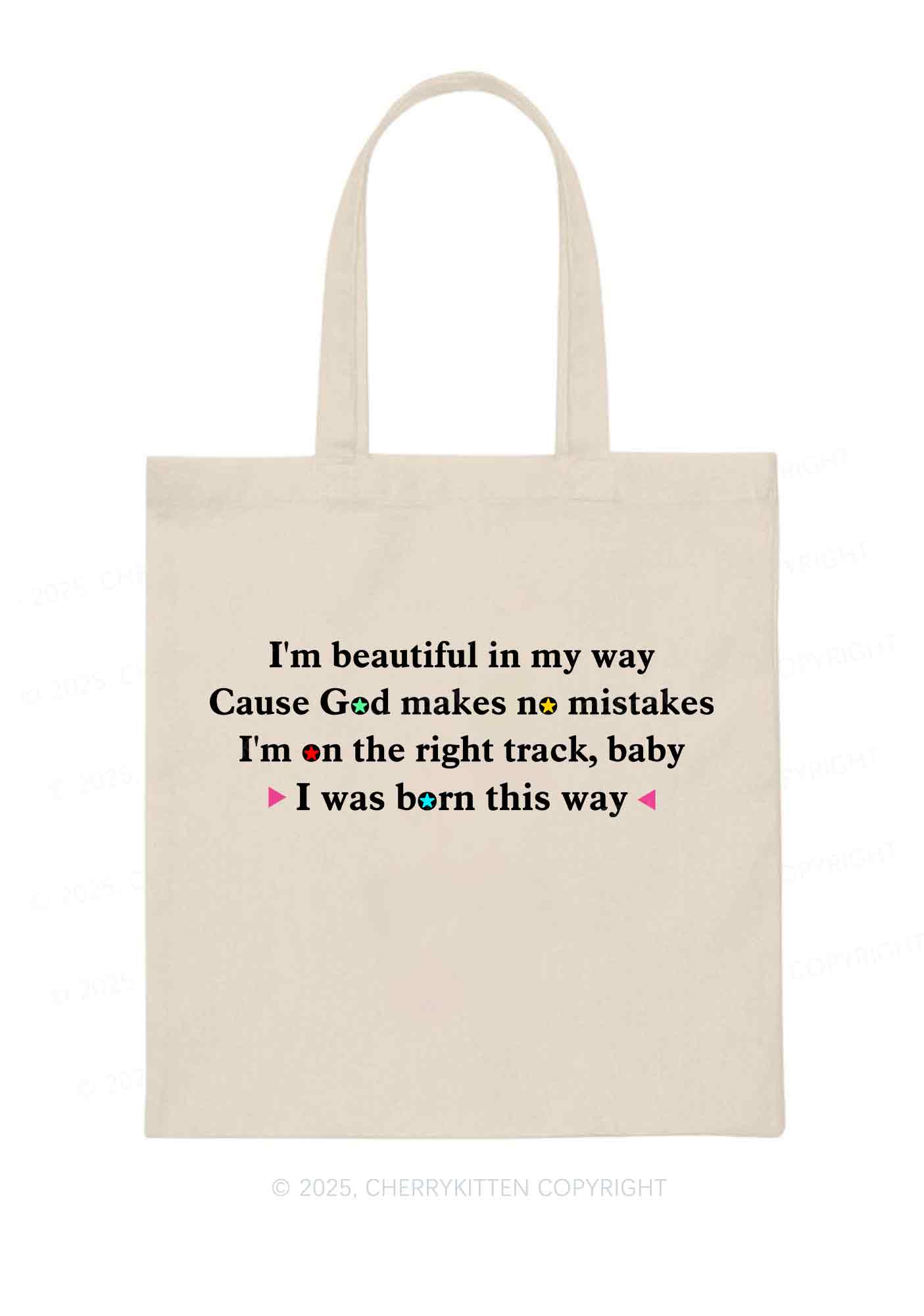 I Was Born This Way Pride Y2K Canvas Tote Bag Cherrykitten
