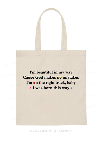 I Was Born This Way Pride Y2K Canvas Tote Bag Cherrykitten