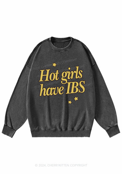 Hot Girls Have IBS Y2K Washed Sweatshirts Cherrykitten