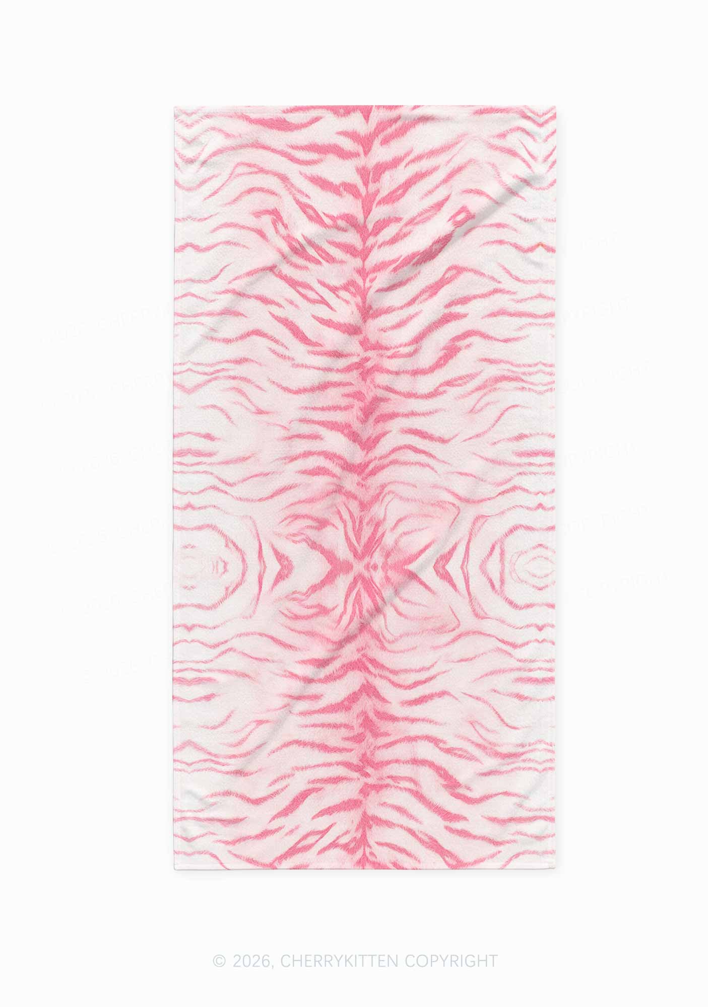 Pink Tiger Stripe Y2K Beach Towel Cherrykitten