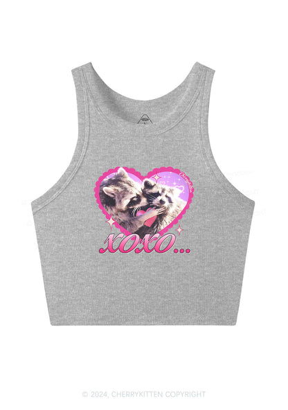 Two Raccoons XOXO Y2K Valentine's Day Crop Tank Top Cherrykitten