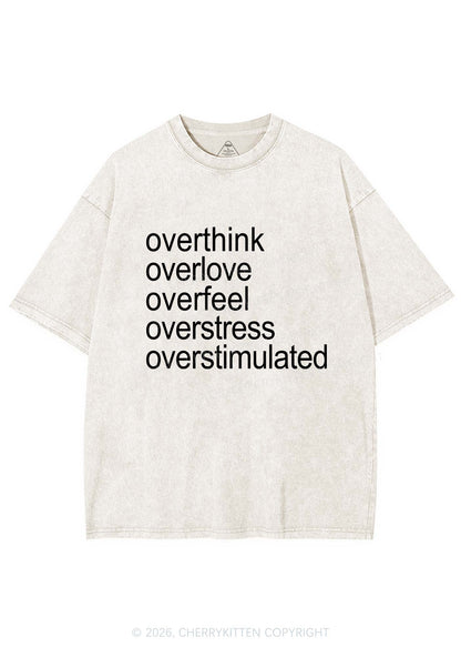 Overstimulated Slogan Y2K Shirts Washed Tee Cherrykitten
