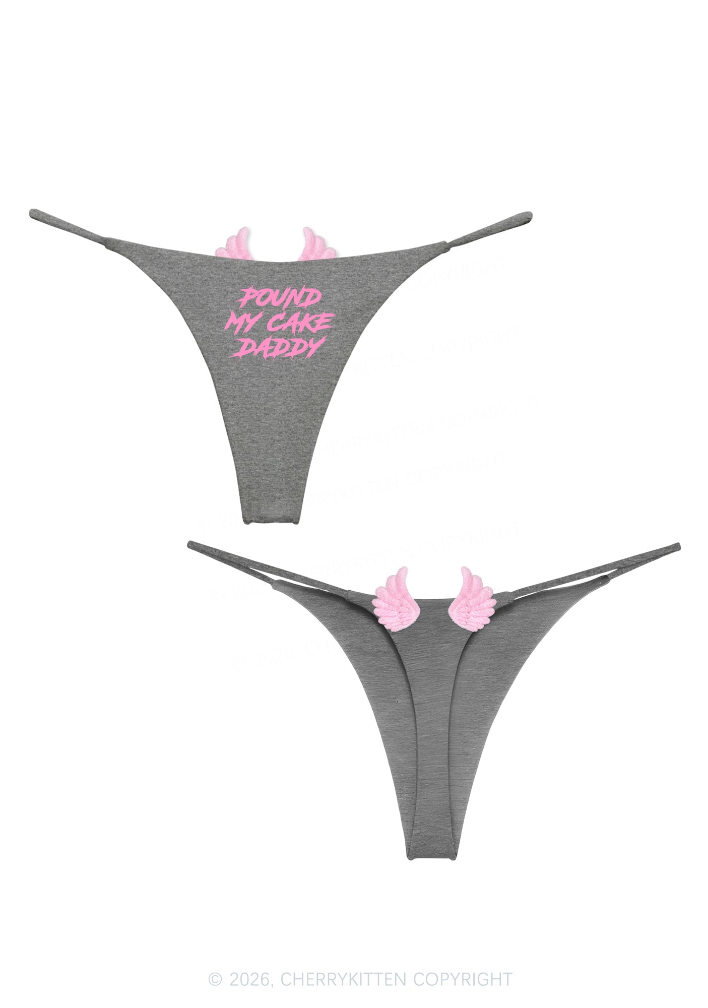 Pound My Cake Daddy Y2K Goth Angel Wings Bikini String Thong Cherrykitten