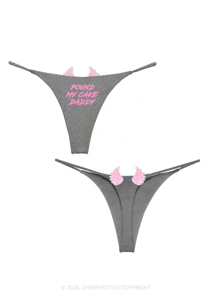 Pound My Cake Daddy Y2K Goth Angel Wings Bikini String Thong Cherrykitten