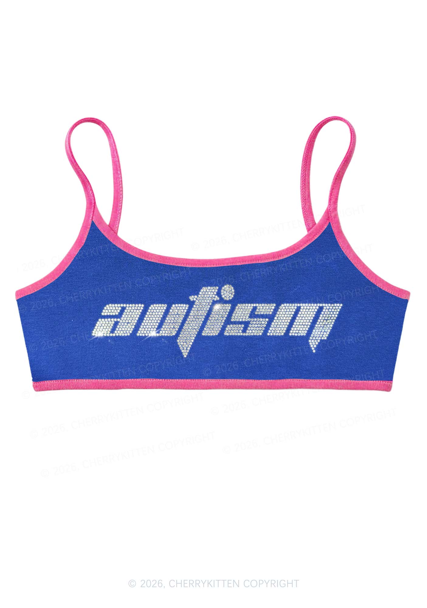 Rhinestone Autism Y2K Super Crop Cami Cherrykitten
