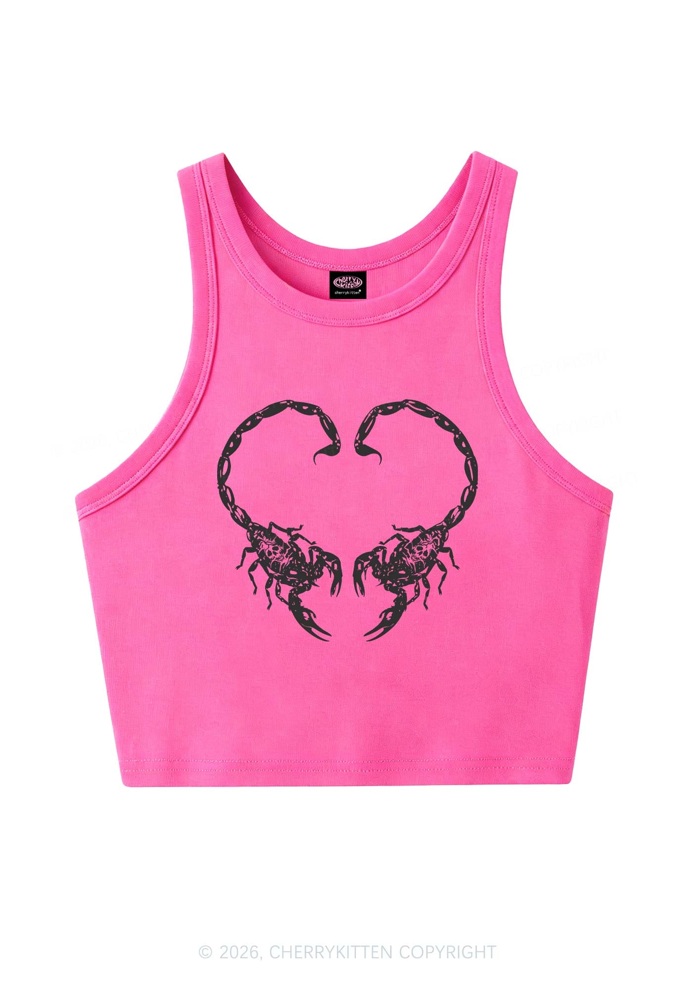 Skull Scorpion Heart Y2K Crop Tank Top Cherrykitten