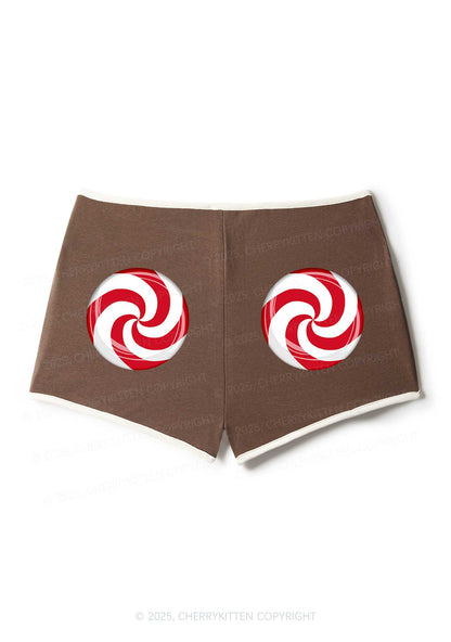 Christmas Sugar Swirl Y2K Booty Shorts Cherrykitten