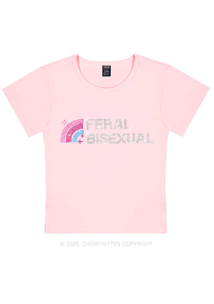 Rhinestone Feral Bisexual Pride Y2K Baby Tee Cherrykitten