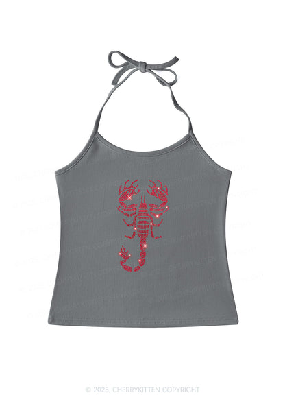 Rhinestone Red Scorpion Y2K Halter Neck Cami Cherrykitten