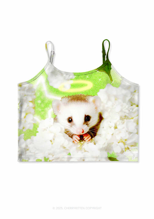 Flower Angel Ratz Y2K Print Cami Crop Top Cherrykitten