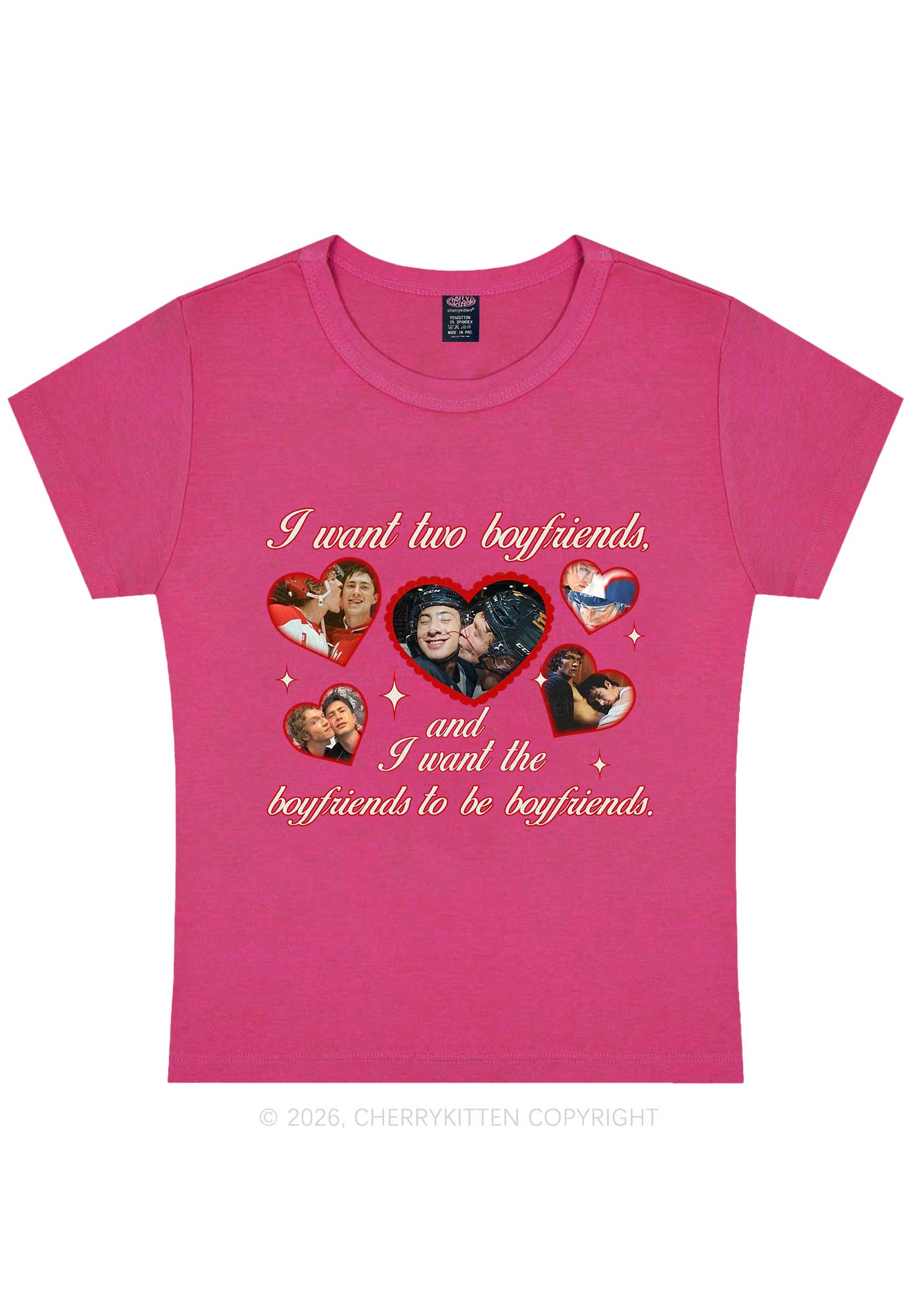 I Want Two Boyfriends HR Y2K Baby Tee Cherrykitten