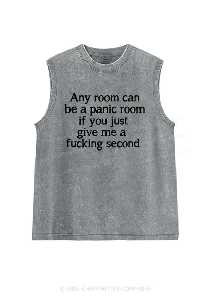 Any Room Can Be Panic Y2K Washed Muscle Tank Cherrykitten