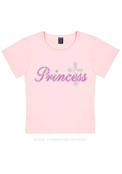 Rhinestone Princess Cross Y2K Baby Tee Cherrykitten