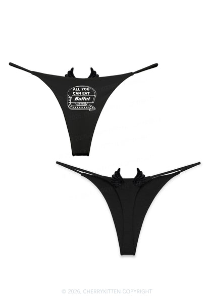 All You Can Eat Buffet Y2K Goth Angel Wings Bikini String Thong Cherrykitten