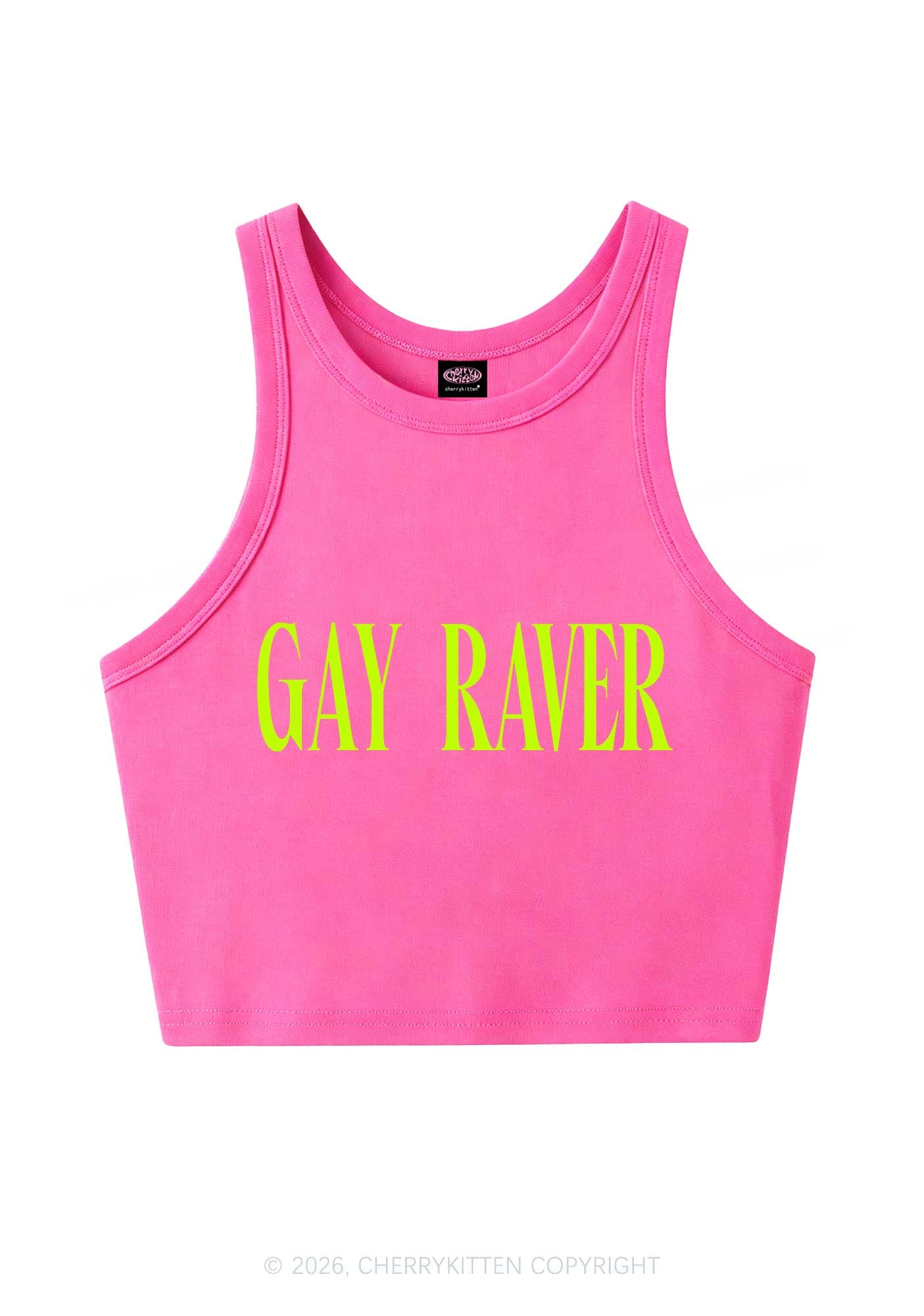 Gay Raver Pride Y2K Crop Tank Top Cherrykitten