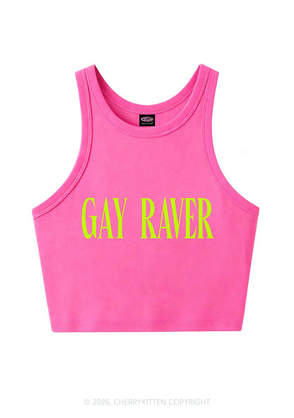 Gay Raver Pride Y2K Crop Tank Top Cherrykitten