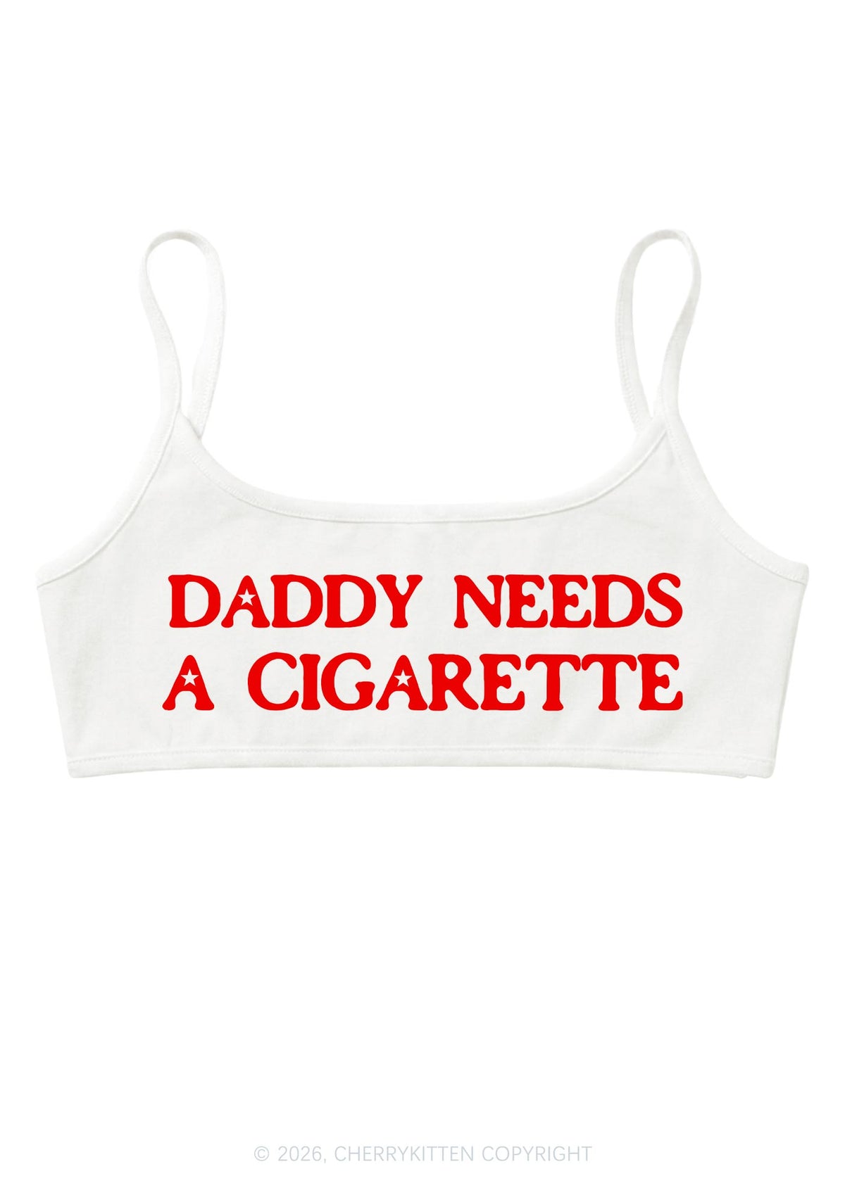 Daddy Needs A Cigarette Y2K Super Crop Cami Cherrykitten