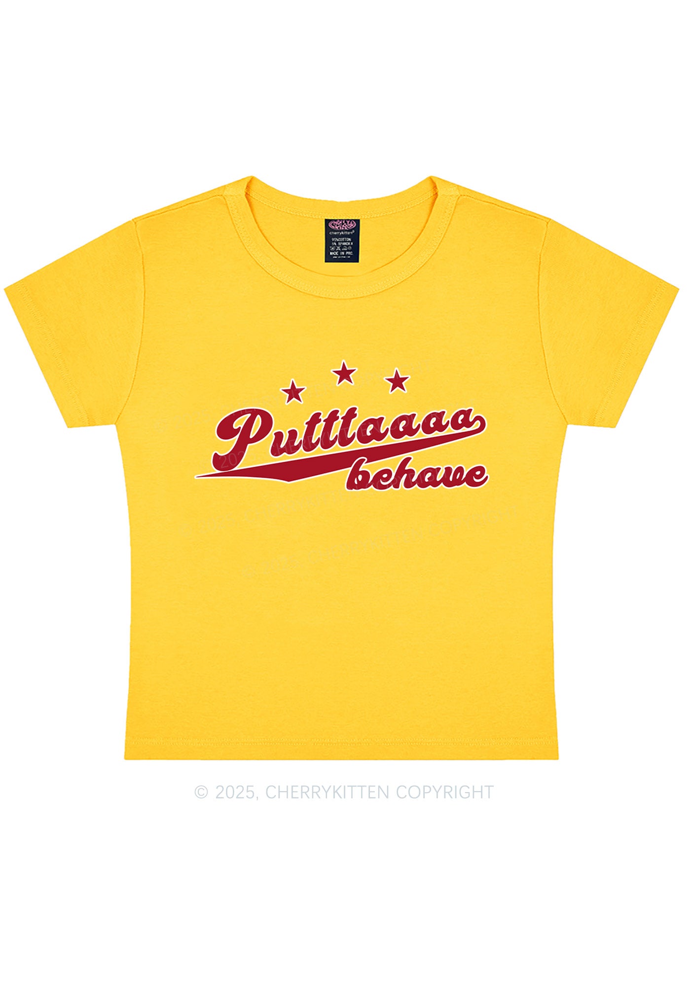 Putttaaaa Behave Y2K Baby Tee Cherrykitten