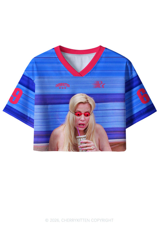 Red Eyeball Blonde Y2K Crop Sport Jersey Shirts Cherrykitten