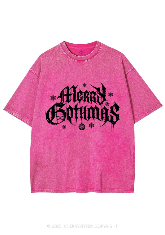 Merry Gothmas Y2K Shirts Washed Tee Cherrykitten