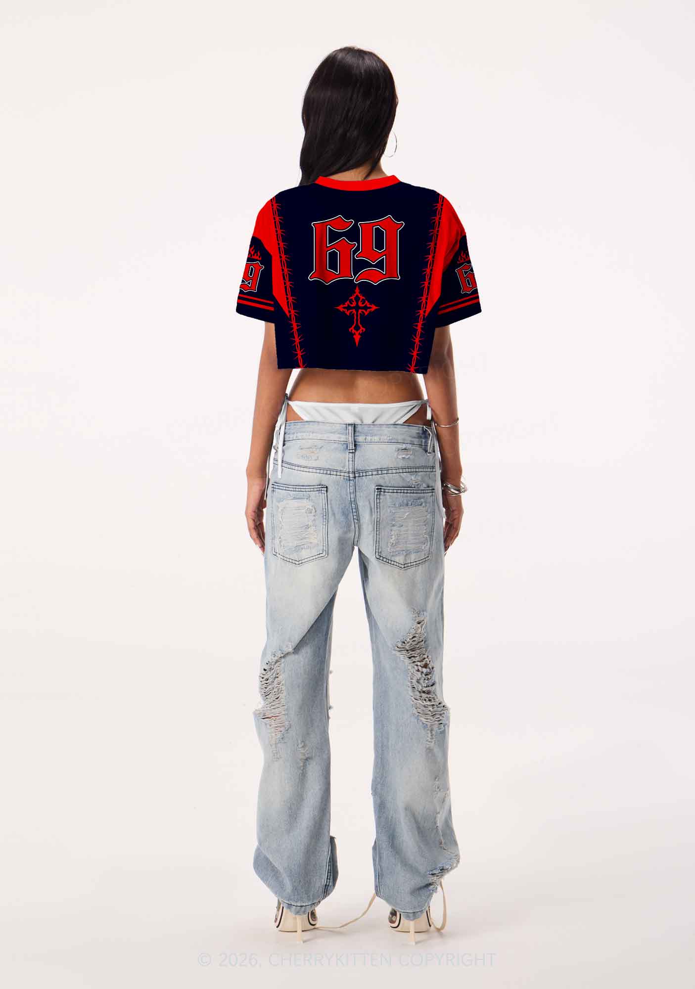 Black I Let Femmes Top Me Pride Y2K Crop Sport Jersey Shirts Cherrykitten
