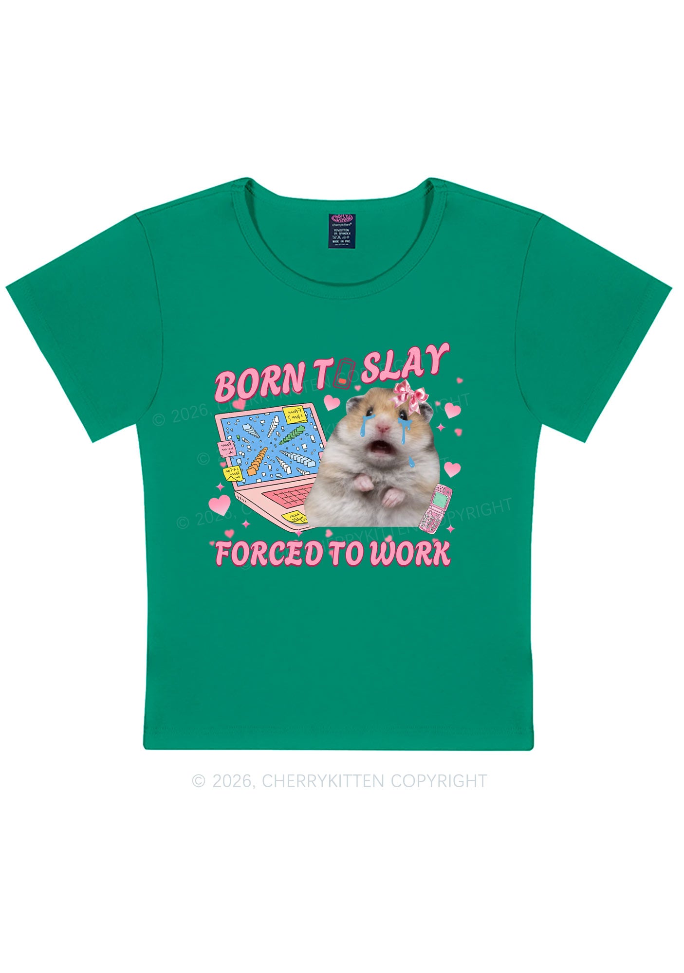 Custom Meme Born To Slay Y2K Baby Tee Cherrykitten