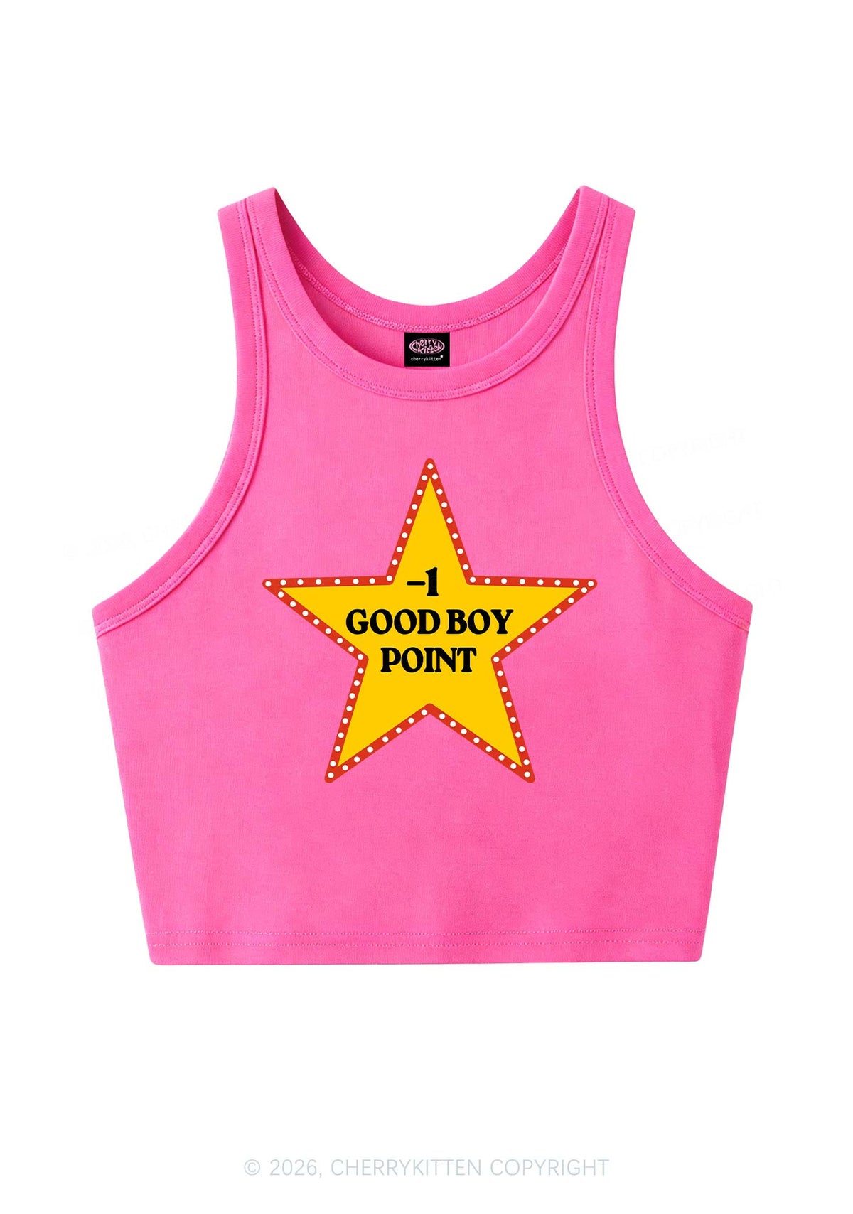 Minus One Good Boy Point Y2K Crop Tank Top Cherrykitten