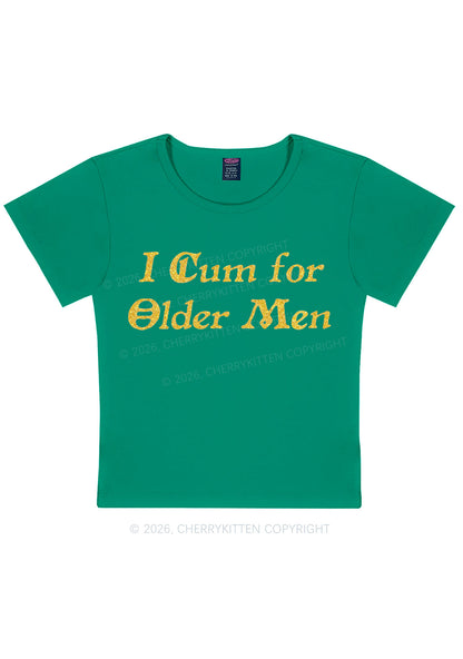 Glitter Come For Older Men Y2K Baby Tee Cherrykitten