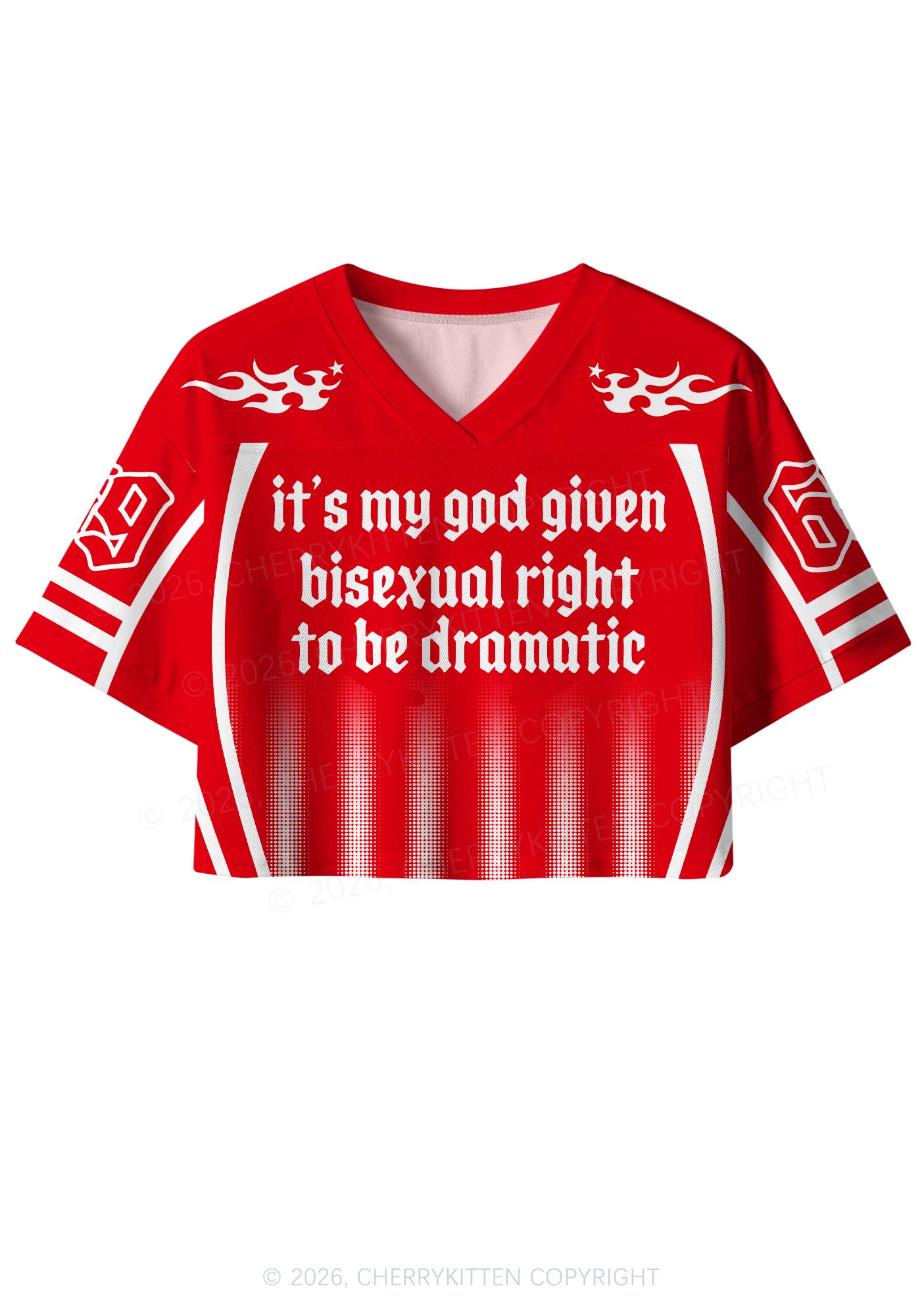 God Given Bisexual Right Pride Y2K Crop Sport Jersey Shirts Cherrykitten