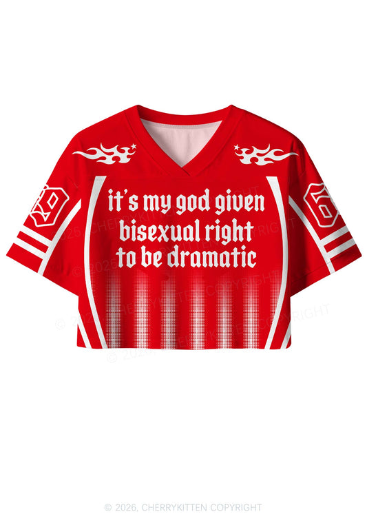 God Given Bisexual Right Pride Y2K Crop Sport Jersey Shirts Cherrykitten
