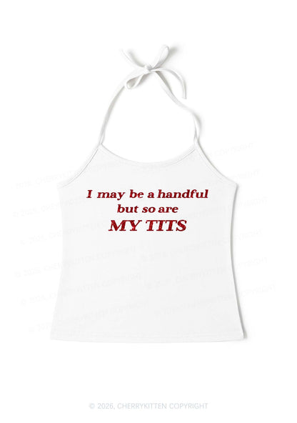 Glitter I May Be A Handful Y2K Halter Neck Cami Cherrykitten