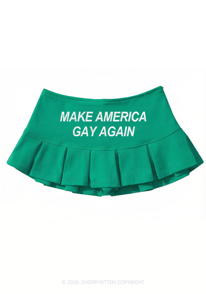 Make America Gay Again Pride Y2K Mini Pleated Skirts Cherrykitten