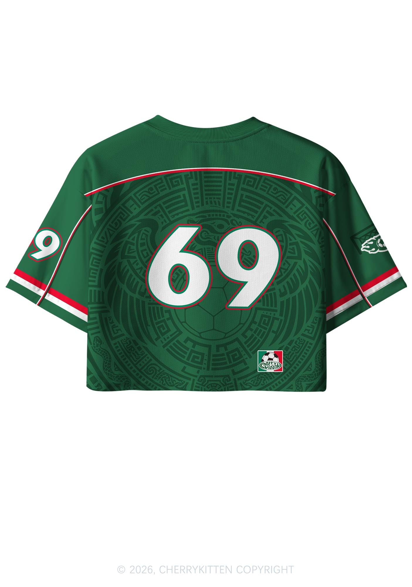 Custom Green Mexico Totem Art Y2K Crop Sport Jersey Shirts Cherrykitten