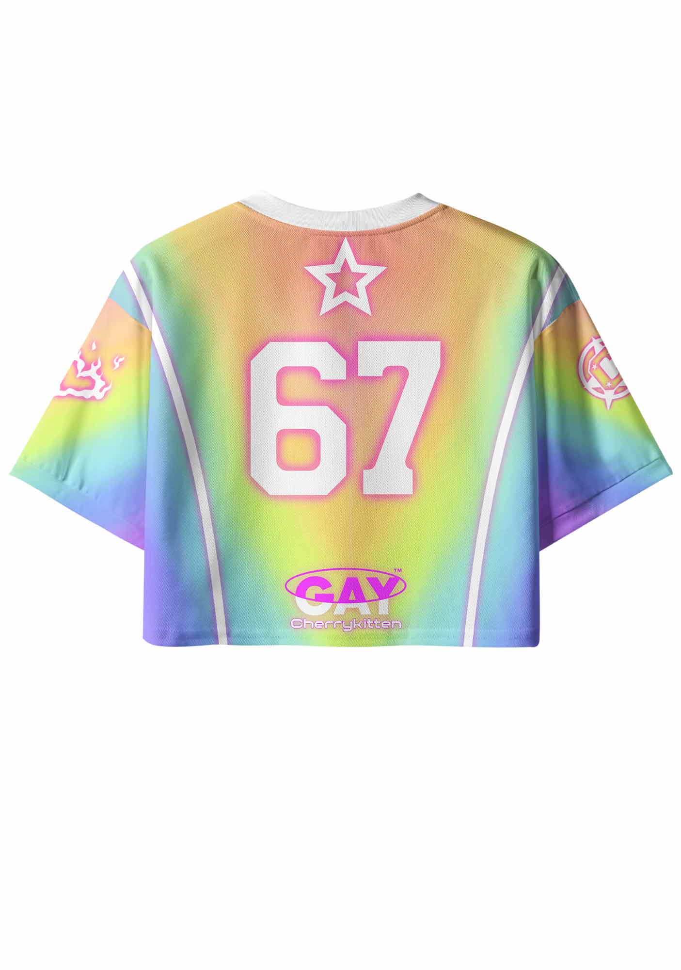 Rainbow Gradient Gay Thoughts Pride Y2K Crop Sport Jersey Shirts Cherrykitten