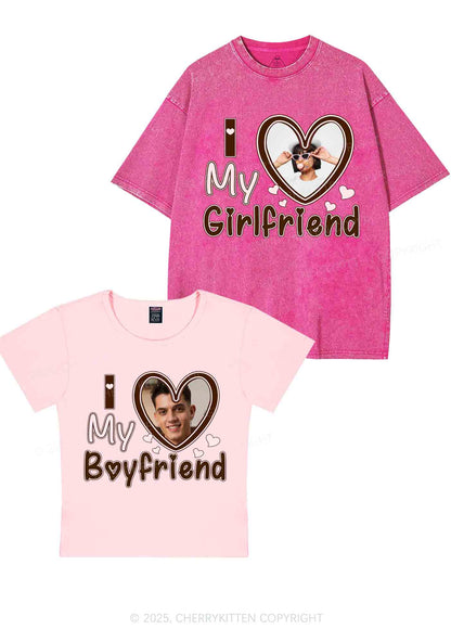 Custom BF GF Brown Heart Y2K Valentine's Day Couple Shirt Cherrykitten