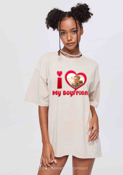 Custom BF GF Red Heart Y2K Valentine's Day Washed Tee Cherrykitten