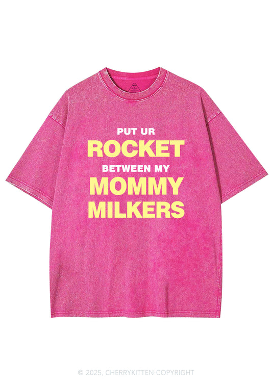 Rocket Mommy Milkers Y2K Shirts Washed Tee Cherrykitten