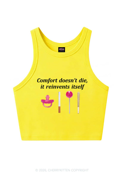 Comfort Doesnt Die Y2K Crop Tank Top Cherrykitten