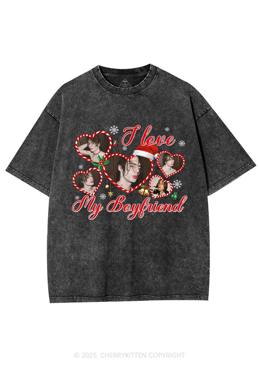 Custom Christmas I Love My GF Y2K Shirts Washed Tee Cherrykitten