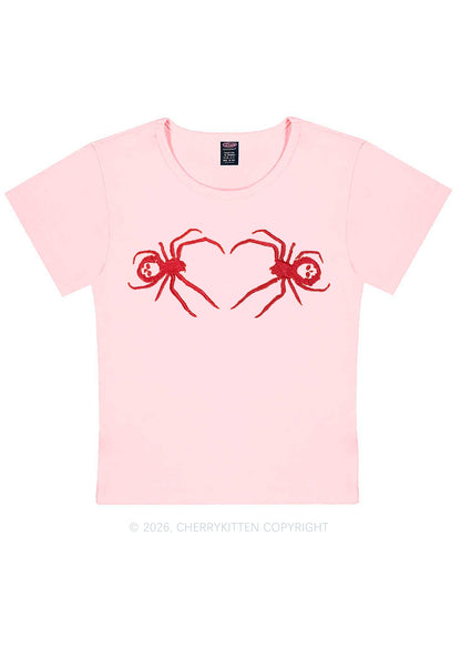Embroidered Skull Spider Y2K Baby Tee Cherrykitten
