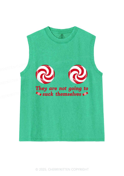 Christmas Suxk Themselves Y2K Washed Muscle Tank Cherrykitten