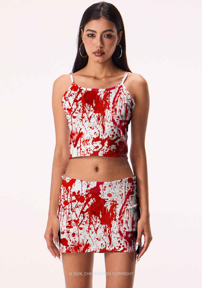 Halloween Red Blood On White Y2K Print Mini Skirt Cherrykitten