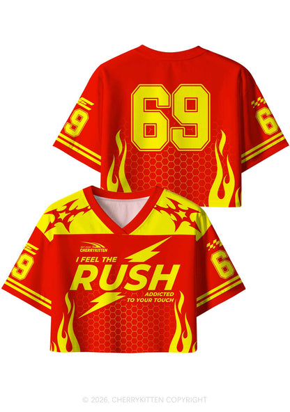 I Feel The Rush Y2K Crop Sport Jersey Shirts Cherrykitten