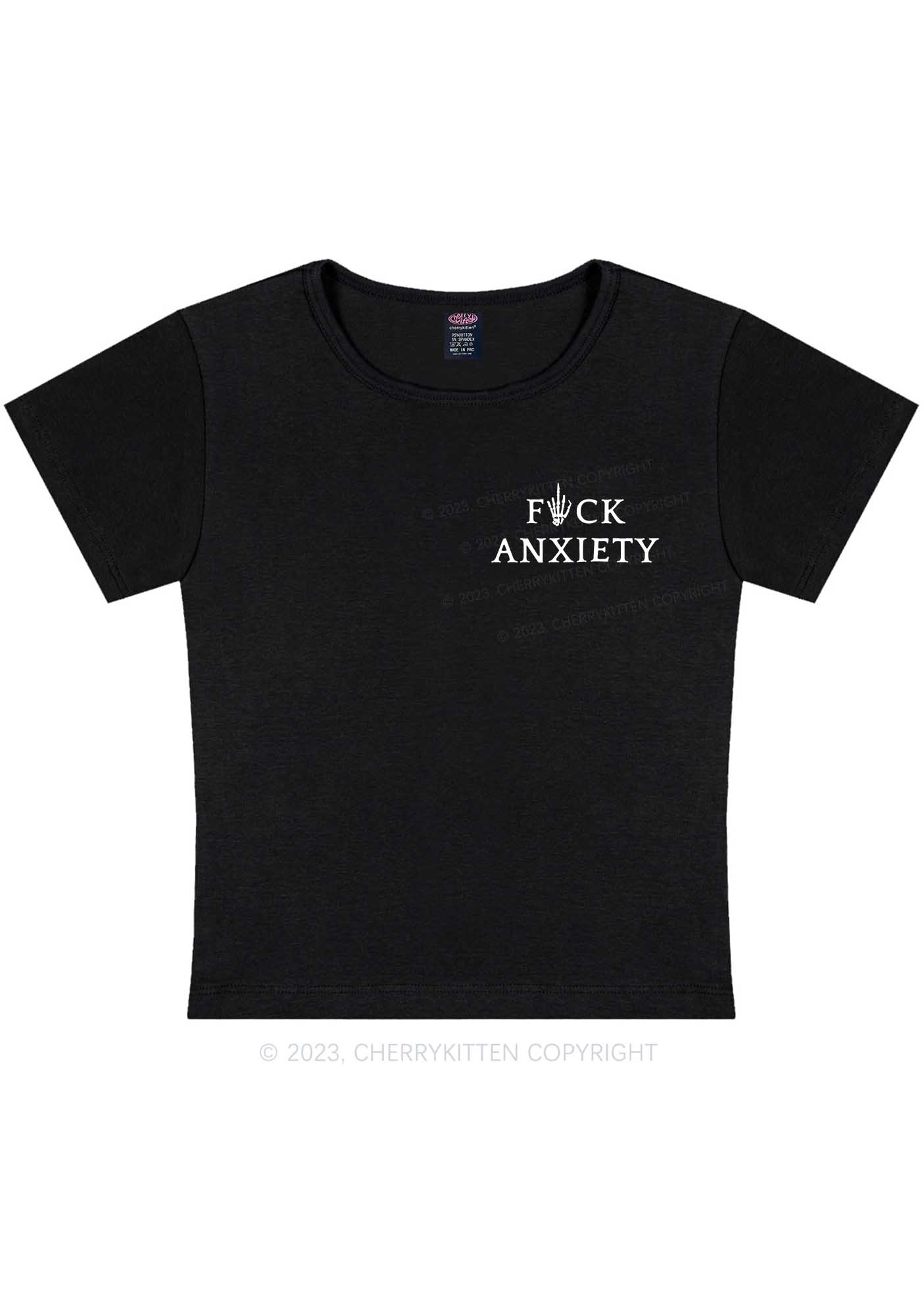 Curvy Fxxk Anxiety Skeleton Hand Y2K Baby Tee Cherrykitten