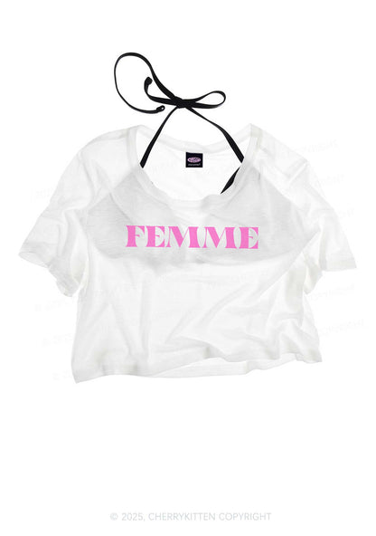 Femme Pride Y2K Sheer Crop Tee Cherrykitten